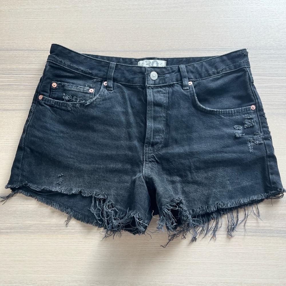 Free People We the Free Black Denim Shorts Size 30